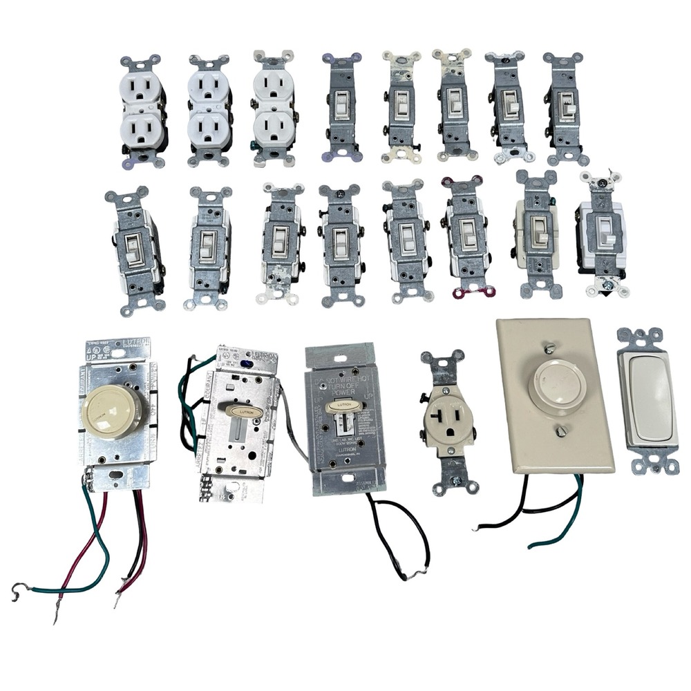 Lutron Leviton Light Switch Outlet Lot 22 Toggle Dimmer Rocker White Ivory Gray